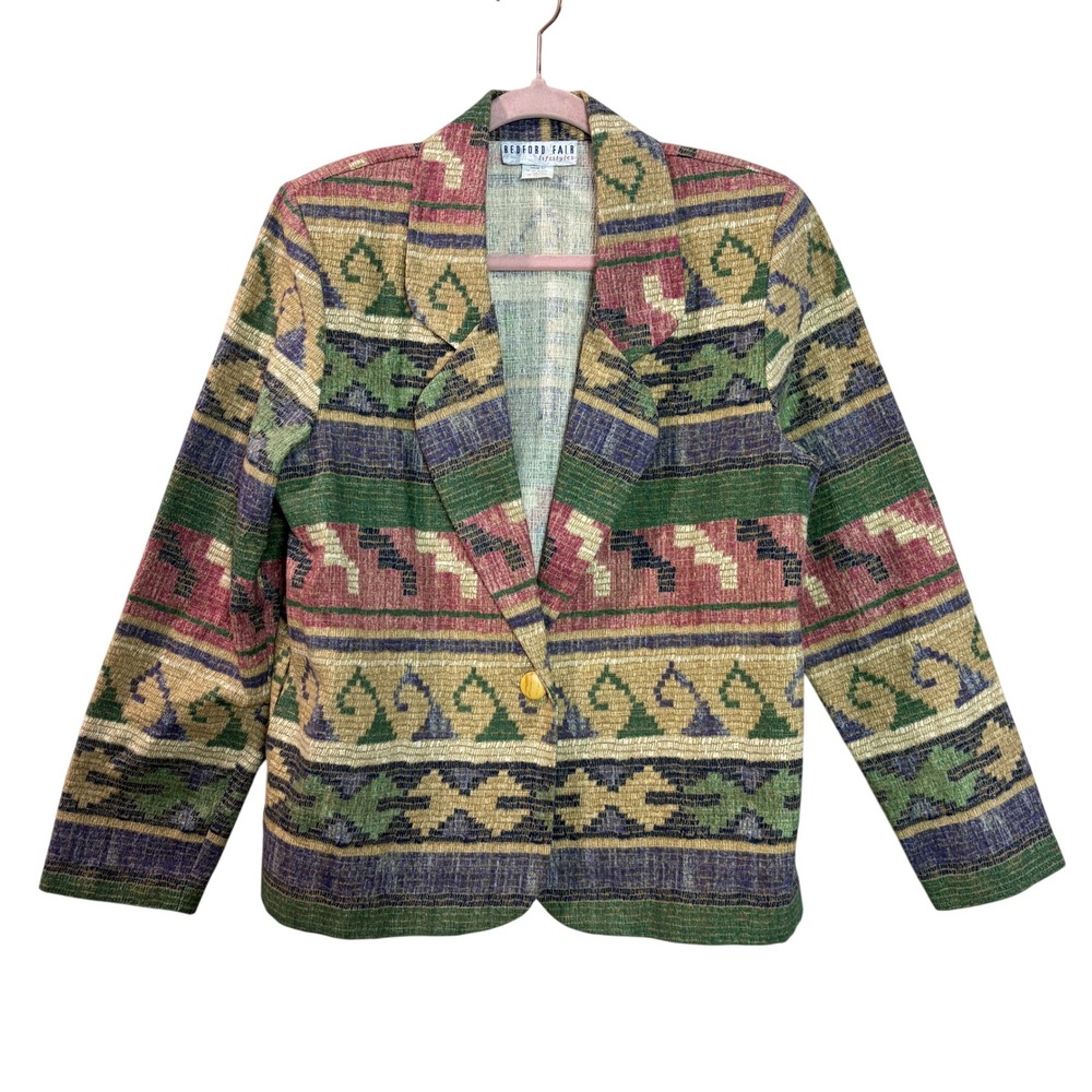 Bedford Fair Womens Western Southwestern Cowgirl Aztec Pattern Blazer Jacket‎ 10